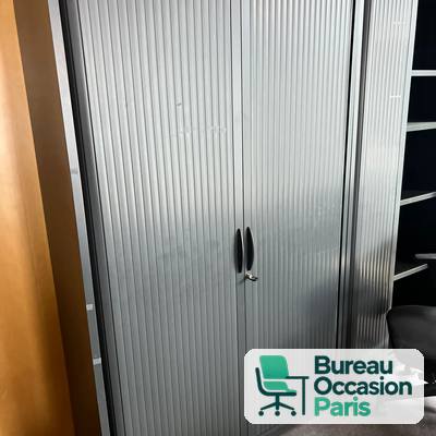 Armoire haute à rideaux gris aluminium – métal, fermeture à clé
