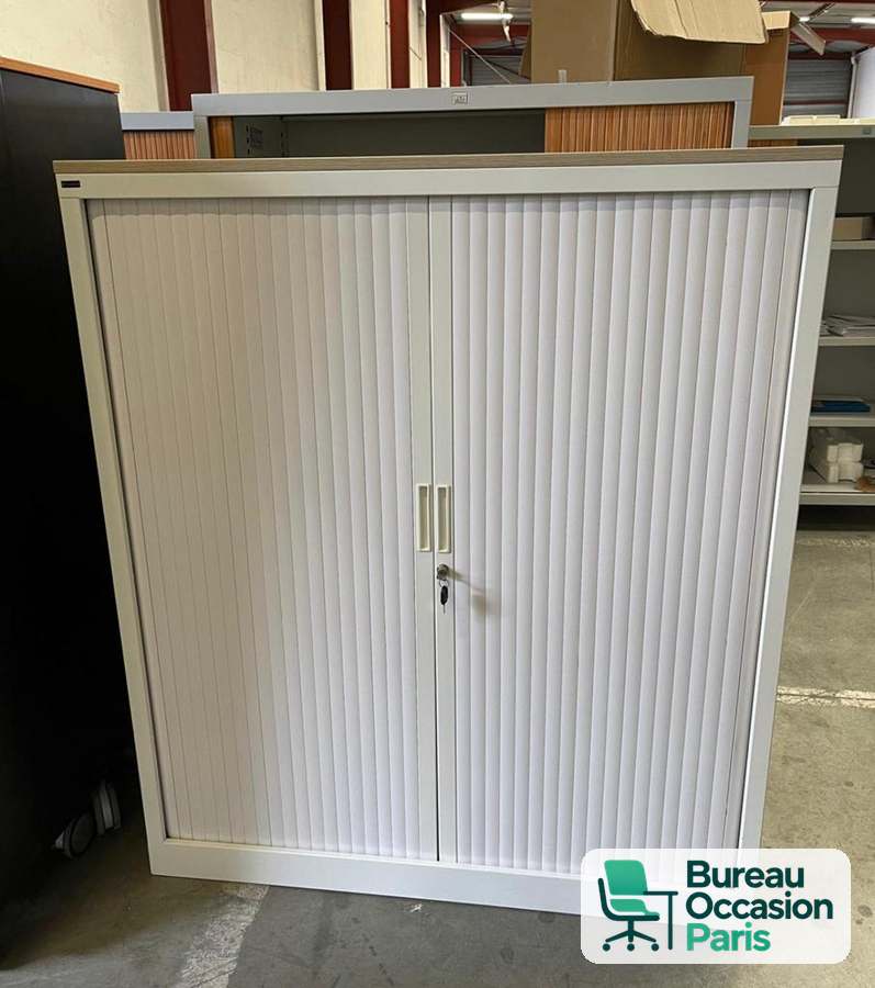 Armoire métallique moyenne à rideaux – beige, serrure à clé