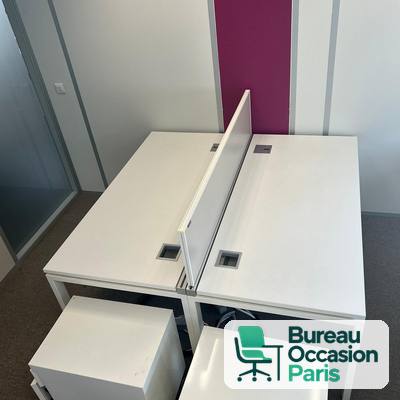 Bench face à face blanc 2 ou 4 postes – écran séparateur, top access