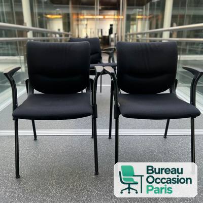 Chaise de conférence Sedus allright – tissu noir, accoudoirs, empilable