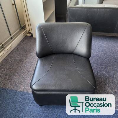 Chauffeuse lounge Addform en cuir noir surpiqué, sans accoudoirs