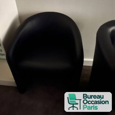 Fauteuil cabriolet d'attente – simili cuir noir, assise enveloppante