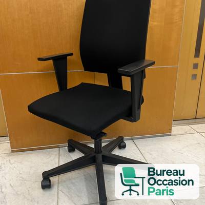 Fauteuil de bureau Sedus dossier haut – tissu noir, accoudoirs réglables