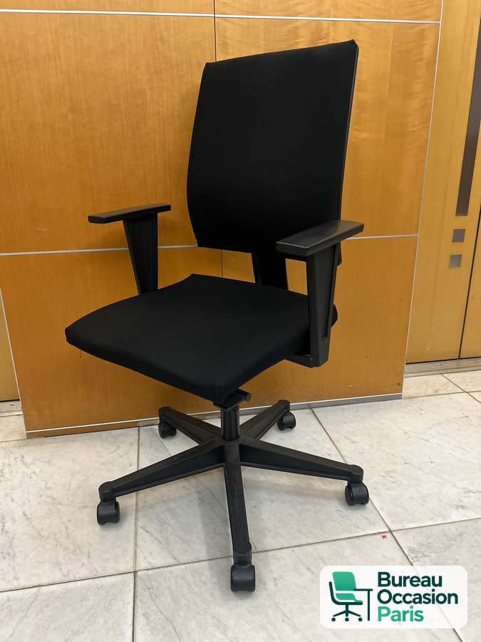 Fauteuil de bureau Sedus dossier haut – tissu noir, accoudoirs réglables