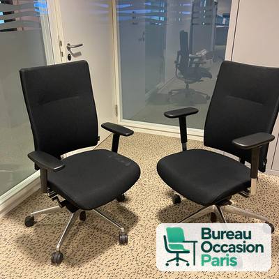 Fauteuil de travail ergonomique tissu noir – dossier mi-haut, base alu