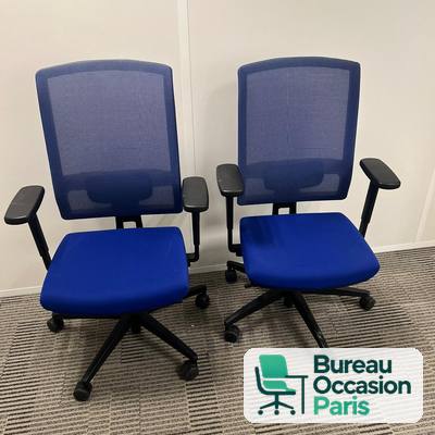 Fauteuil ergonomique bleu roi – dossier résille, soutien lombaire réglable
