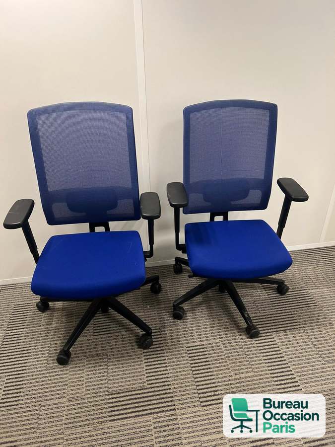 Fauteuil ergonomique bleu roi – dossier résille, soutien lombaire réglable