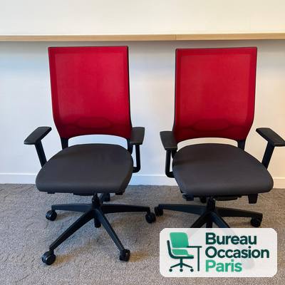 Fauteuil ergonomique résille rouge – assise anthracite, soutien lombaire