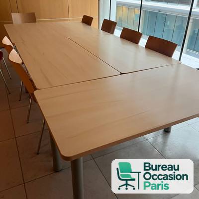 Grande table de réunion modulable 10 à 12 places – plateaux bois