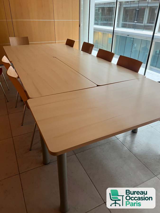 Grande table de réunion modulable 10 à 12 places – plateaux bois