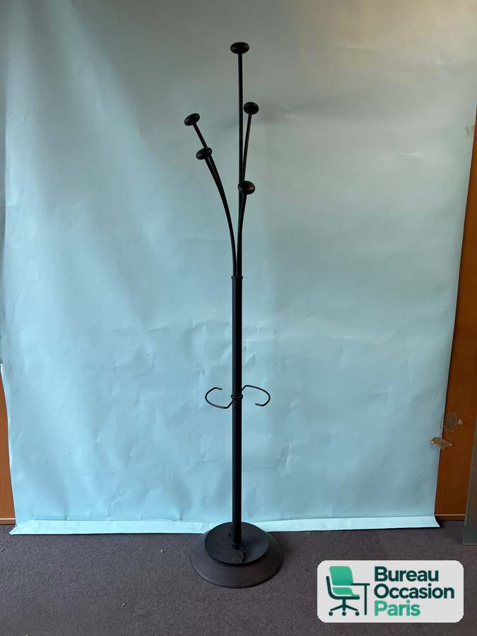 Porte-manteau sur pied en métal noir – patères boules et porte-parapluie