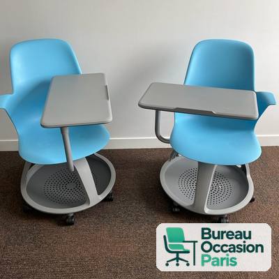 Siège de formation Steelcase Node – coque bleue, tablette pivotante