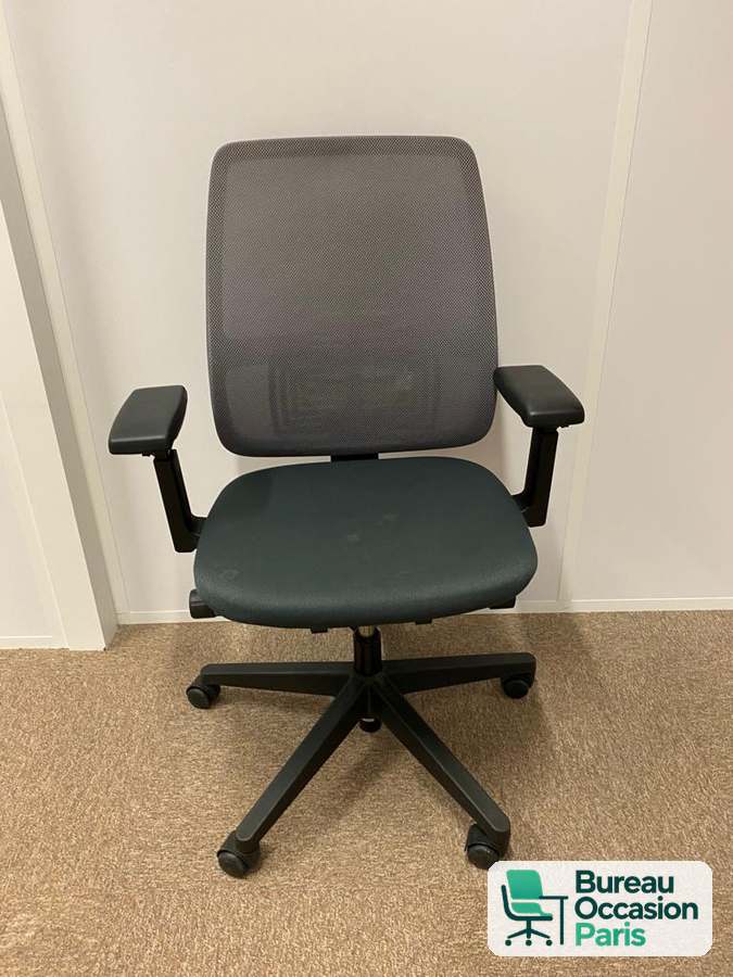 Siège ergonomique résille grise – assise tissu anthracite
