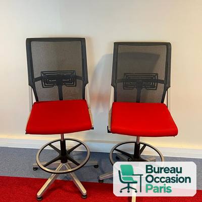 Siège haut ergonomique Haworth – résille noire, assise rouge