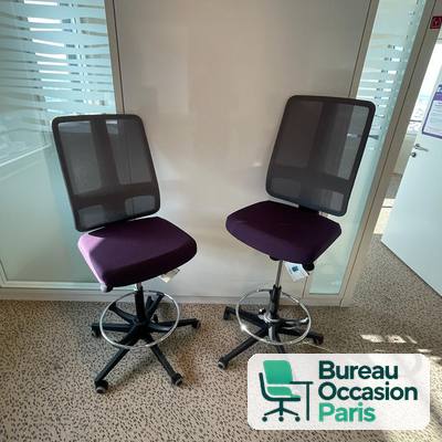 Siège haut ergonomique Majencia – résille grise, assise violette