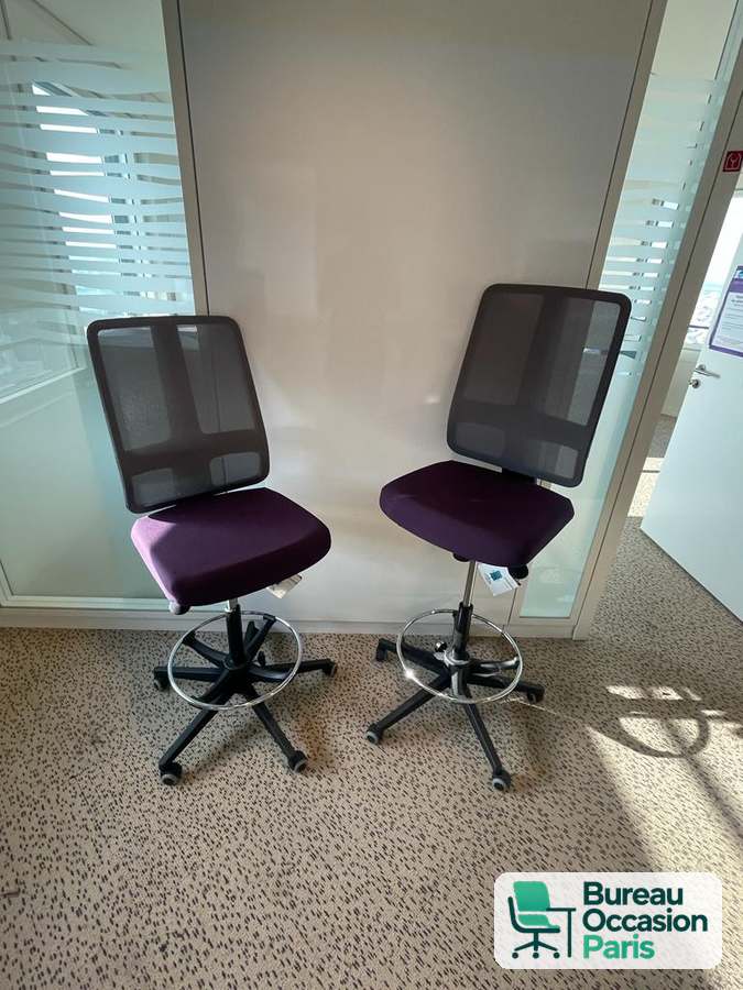 Siège haut ergonomique Majencia – résille grise, assise violette