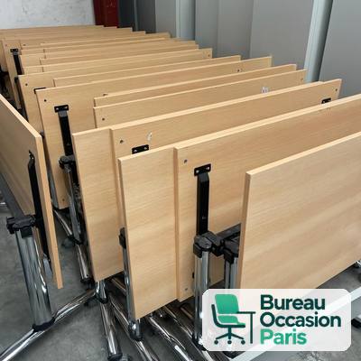 Table de formation basculante en hêtre, emboîtable pour le rangement