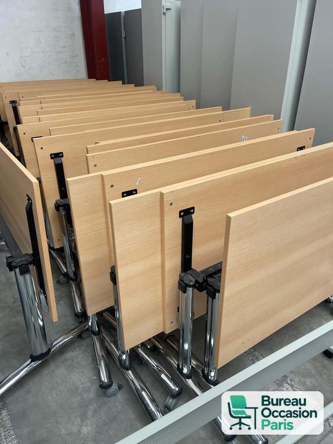 Table de formation basculante en hêtre, emboîtable pour le rangement