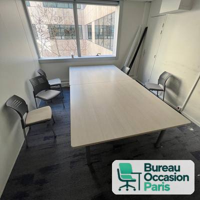 Table de réunion 6 à 8 personnes – plateau finition claire, métal