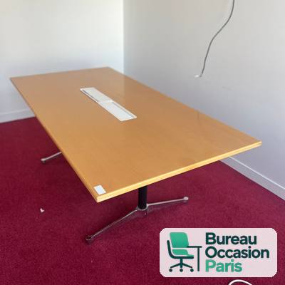 Table de réunion rectangulaire 6-8 places – hêtre, boîtier de connexion