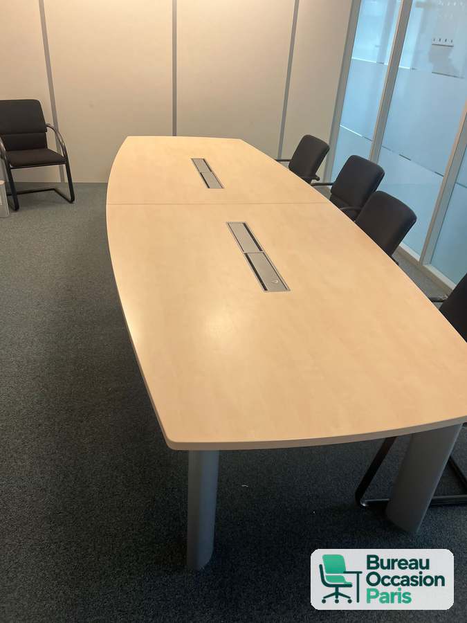 Table de réunion tonneau 8-10 places – érable, 2 trappes de connexion