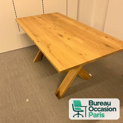 Table en chêne massif sur piètement en X bois – 6 à 8 places