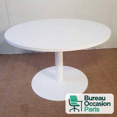 Table ronde tout blanc – pied tulipe assorti, 4 places